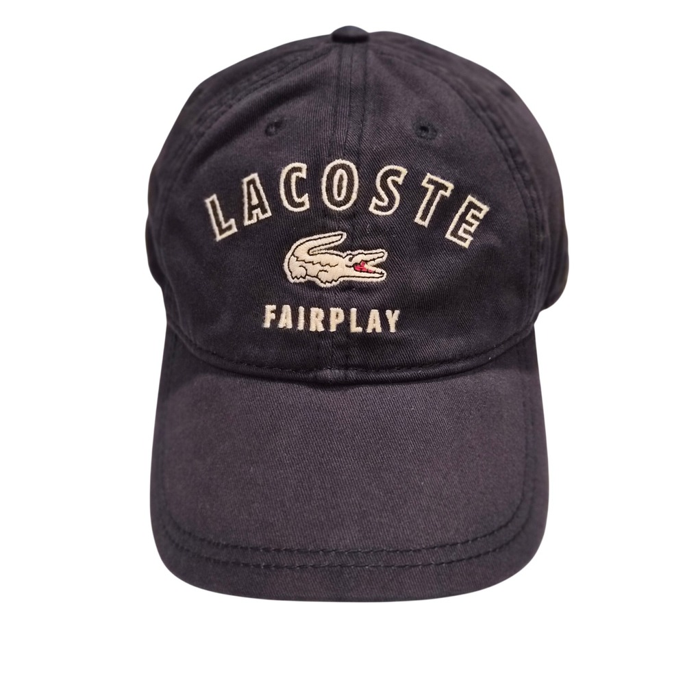 Lacoste Fairplay Baseball Cap Navy Blue Cotton Embroidered Logo Hat One Size